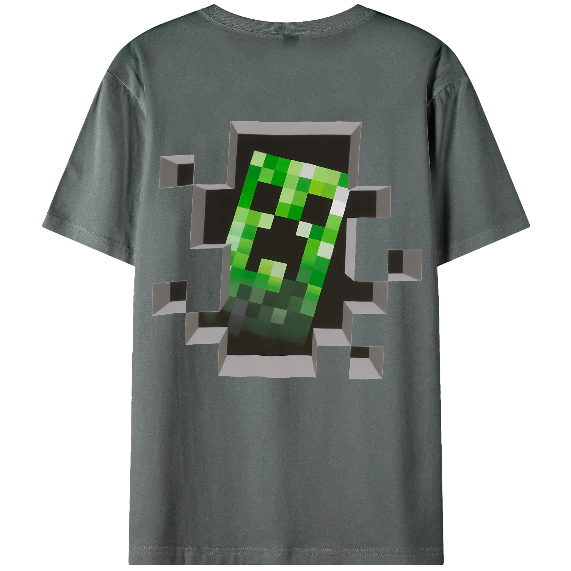 （画像用） マインクラフト ブロックの世界 Minecraft MC Block world 綿100％ メンズ半袖Tシャツ（バックプリント） 通気性